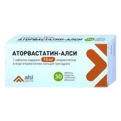 Аторвастатин-АЛСИ, таблетки покрытые пленочной оболочкой 10 мг 30 шт